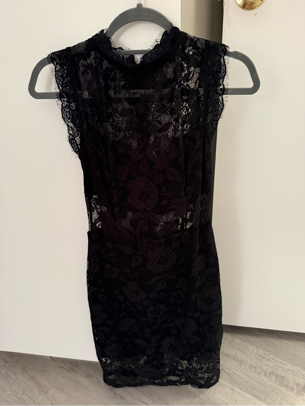 VENUS Black Floral Lace Mini Dress